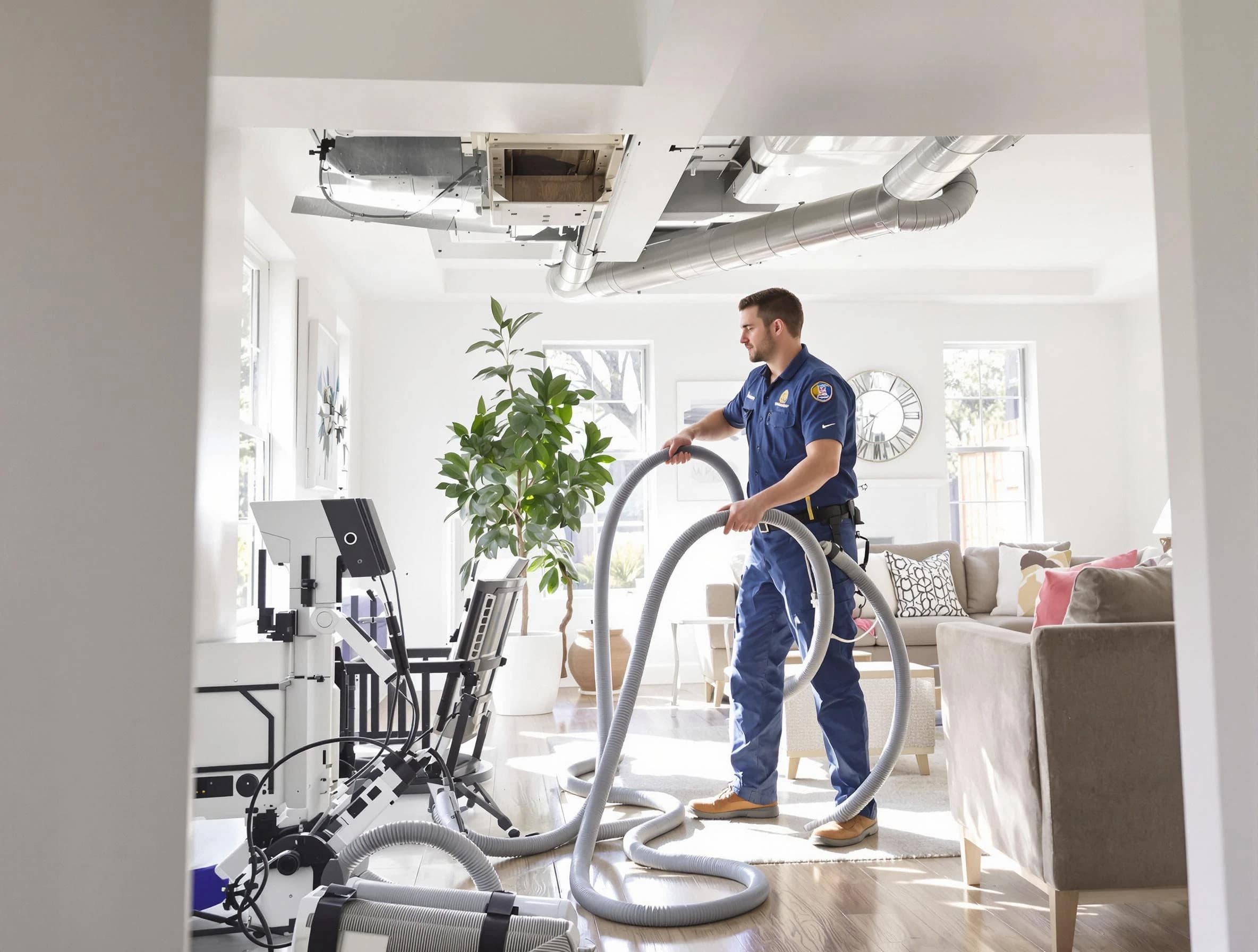 Peoria Air Duct Cleaning technician performing thorough AC duct cleaning for enhanced cooling efficiency in Peoria