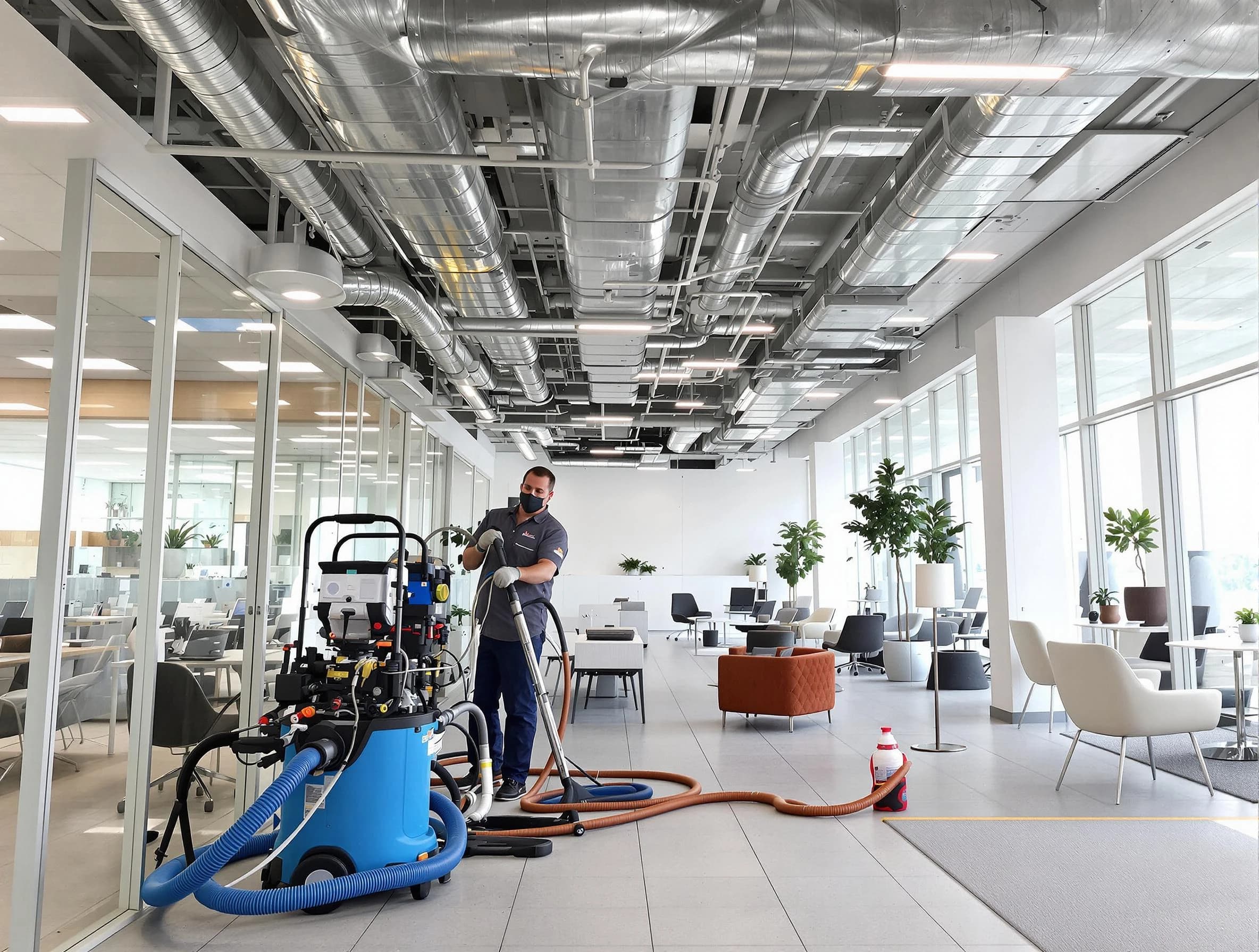 Peoria Air Duct Cleaning team conducting comprehensive commercial duct cleaning at a business location in Peoria