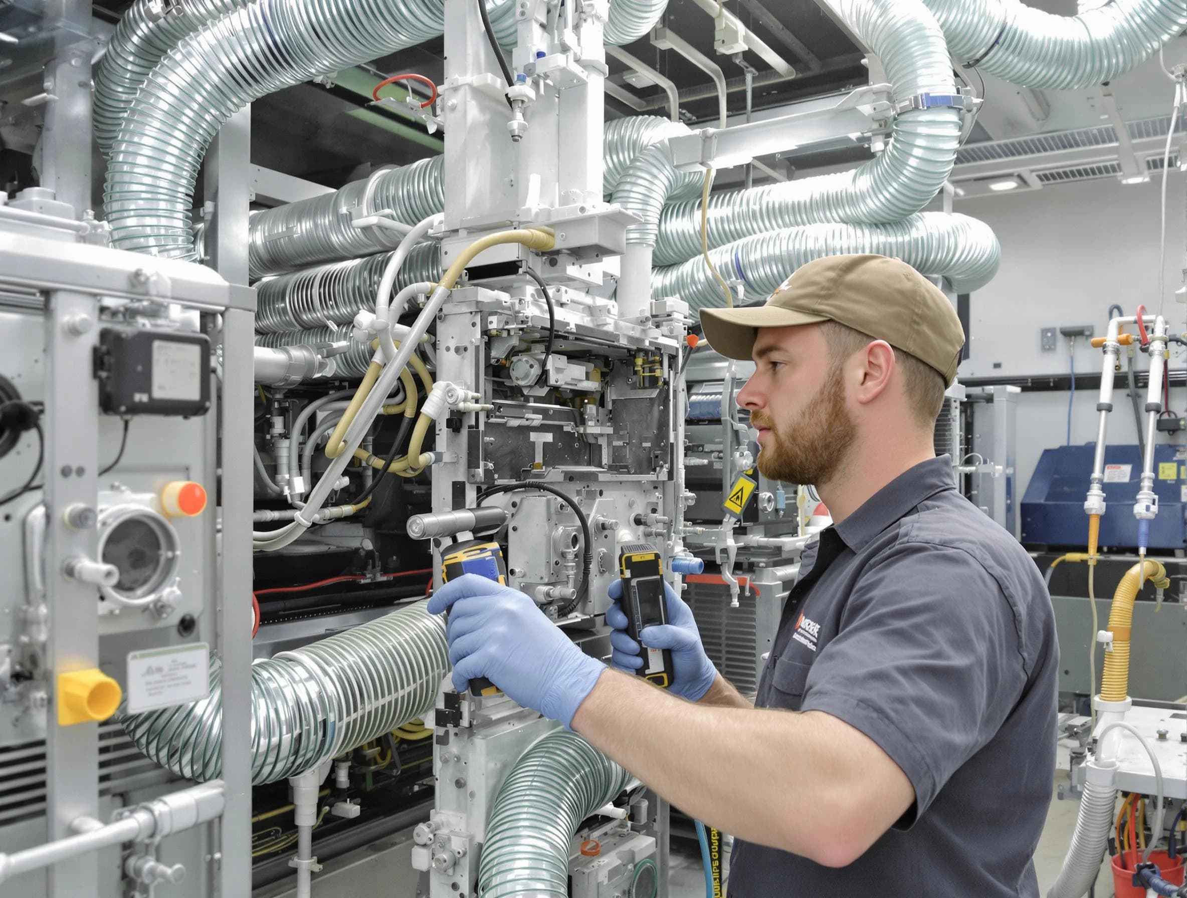 Peoria Air Duct Cleaning technician performing precision commercial coil cleaning at a business facility in Peoria