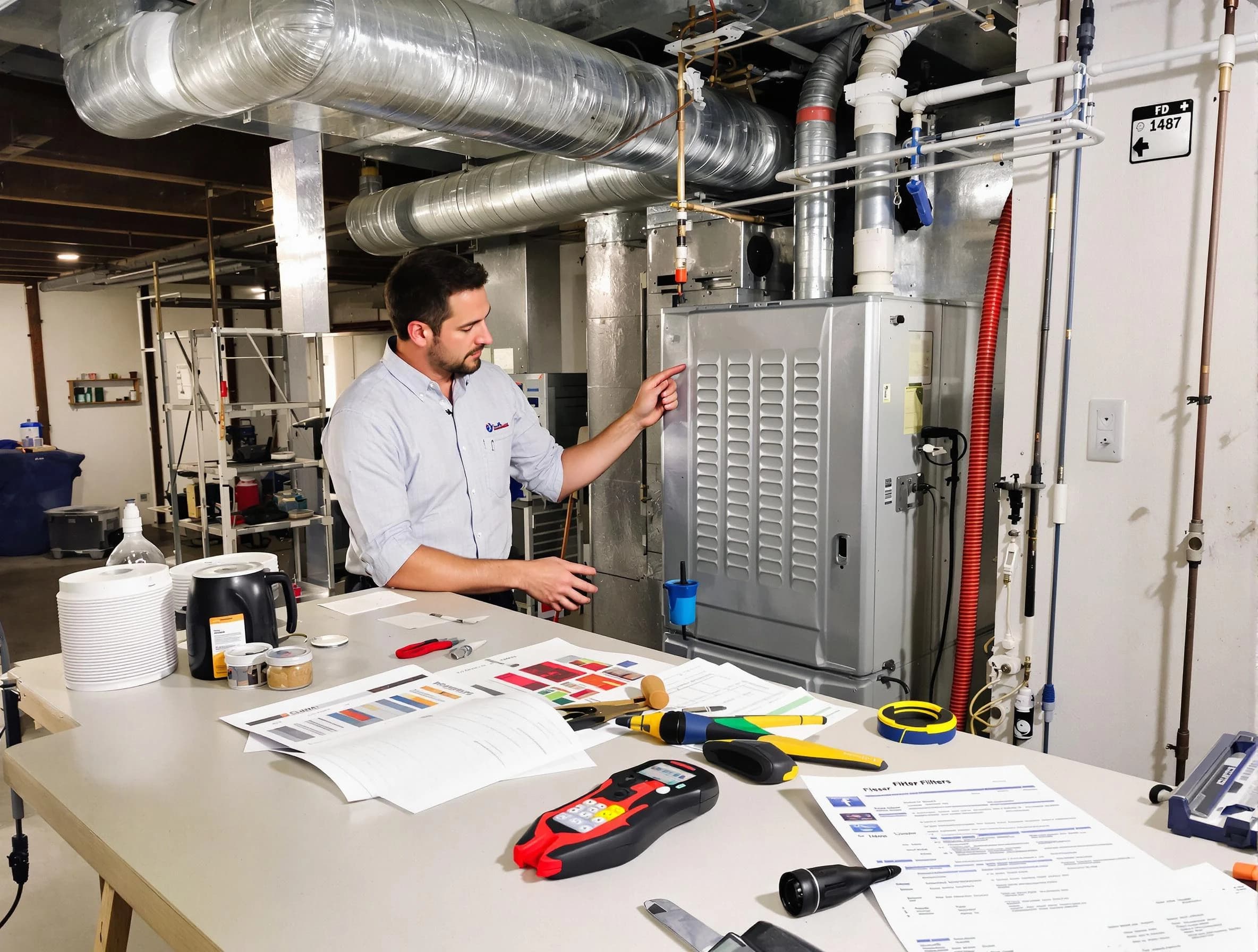 Peoria Air Duct Cleaning inspector conducting detailed filter system evaluation using professional diagnostic tools in Peoria