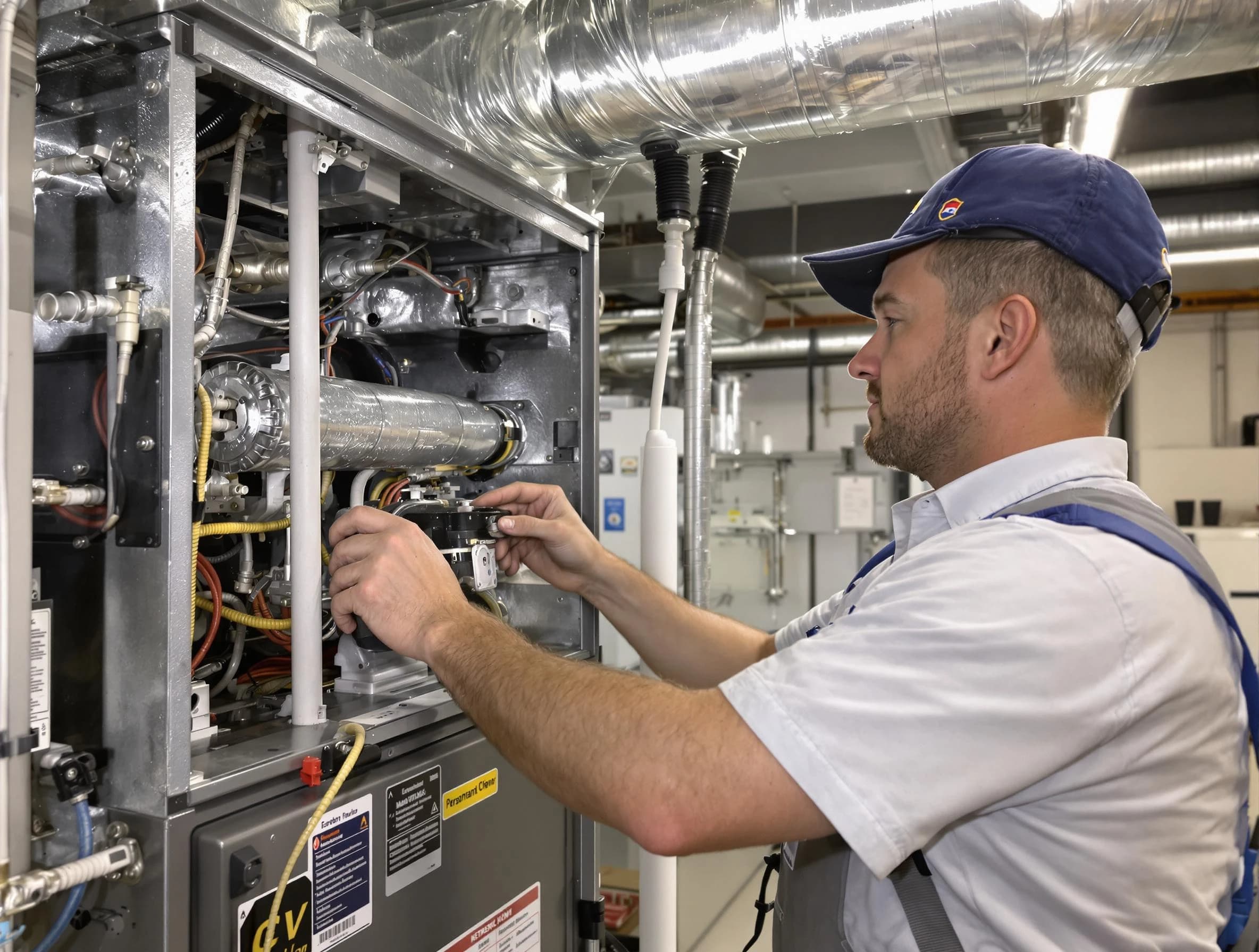 Peoria Air Duct Cleaning specialist performing thorough furnace duct cleaning to improve heating efficiency in Peoria