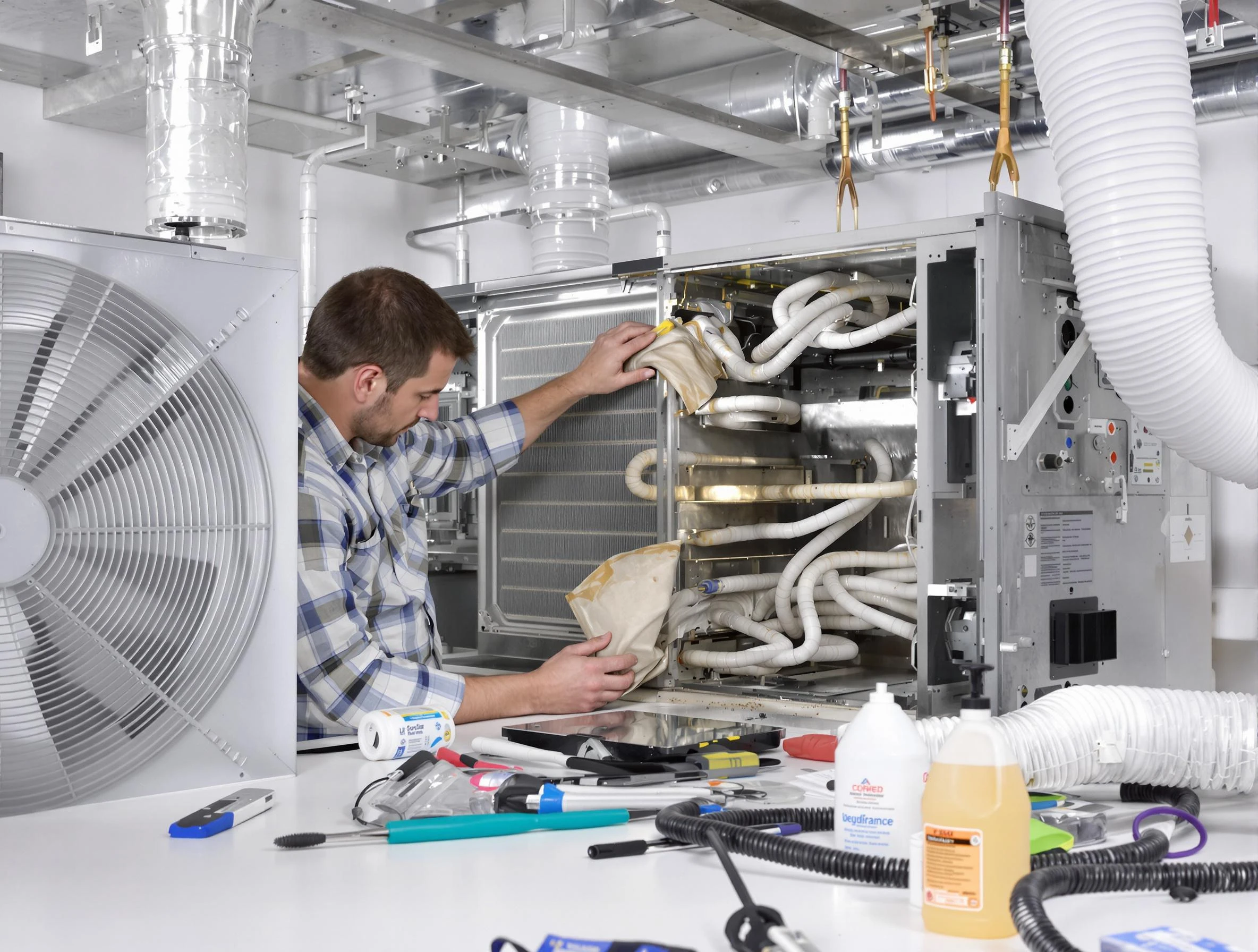 Peoria Air Duct Cleaning specialist performing precision AC coil cleaning in Peoria