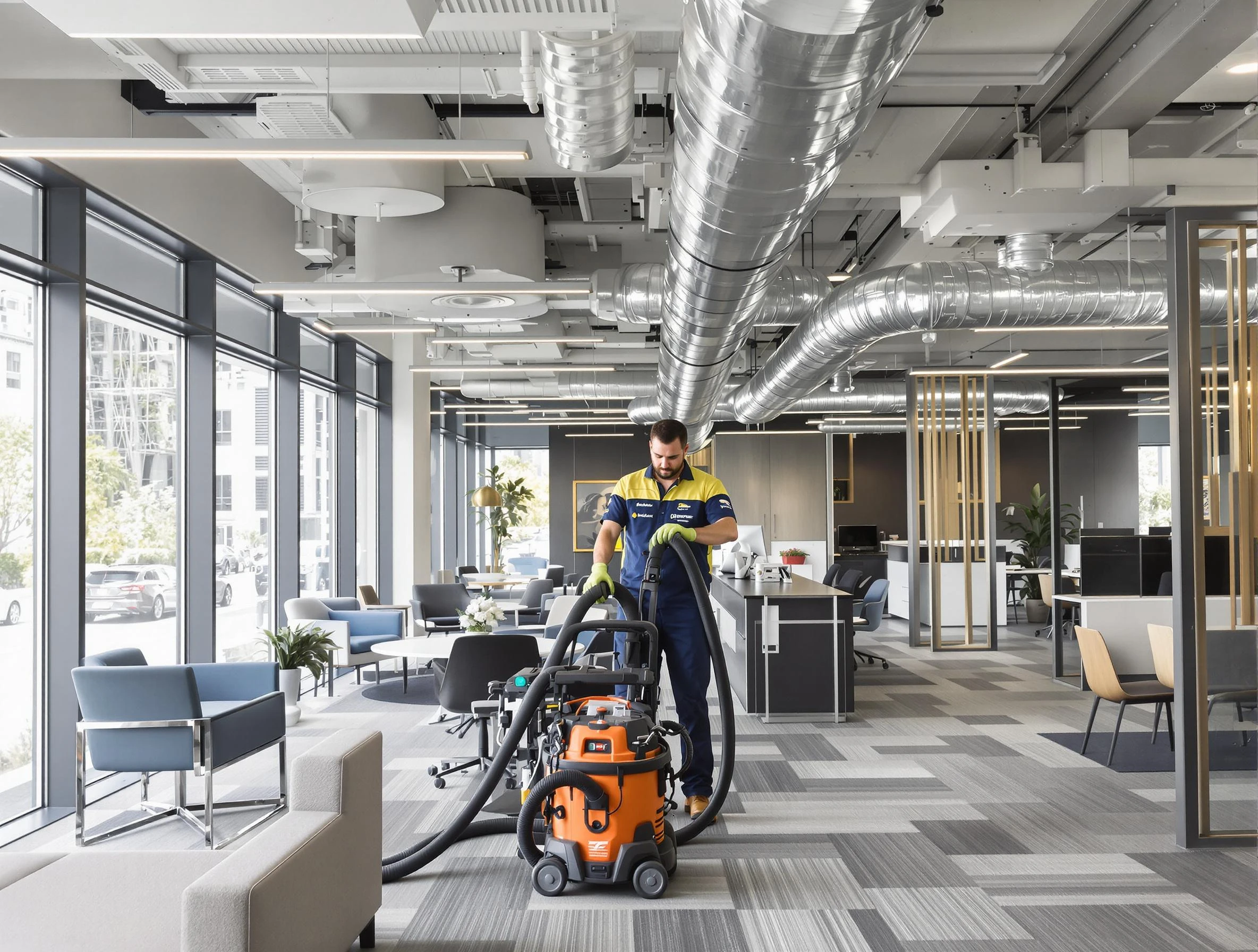 Peoria Air Duct Cleaning team performing thorough commercial duct cleaning at a Peoria business center