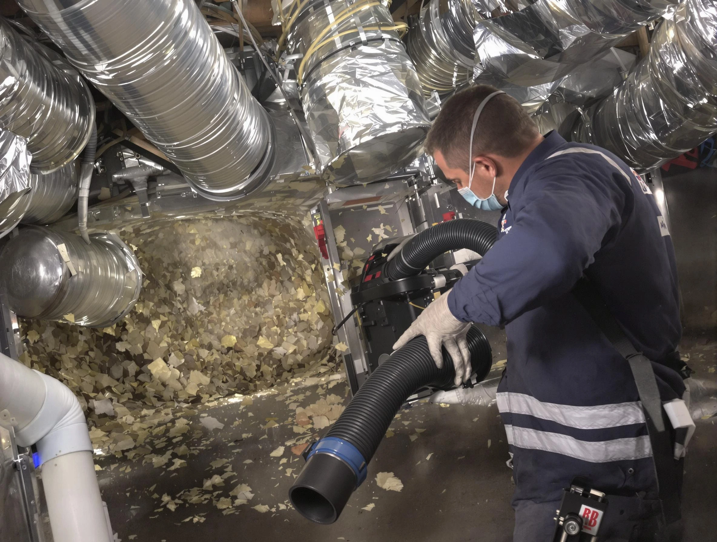 Peoria Air Duct Cleaning specialist operating negative pressure cleaning equipment for thorough duct maintenance in Peoria